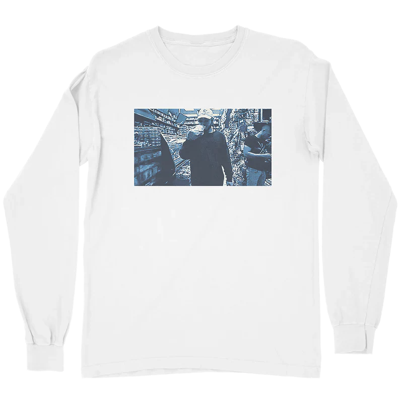 White Post Malone merch long sleeve featuring Too Young photo graphic print on front casual streetwear fan apparel