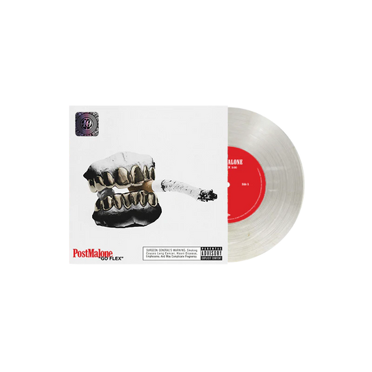 Post Malone Go Flex 7-inch vinyl with clear record and iconic grill artwork from the anniversary release collection