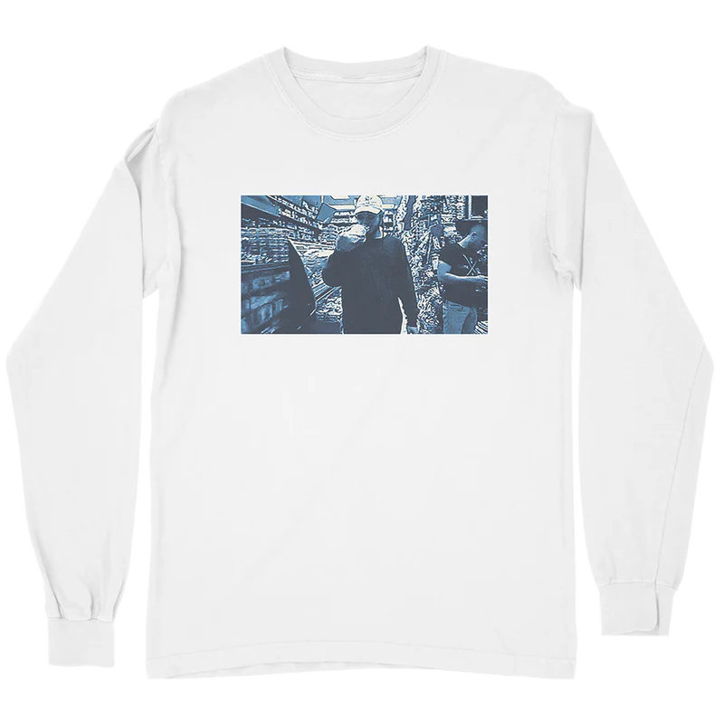 White Post Malone merch long sleeve featuring Too Young photo graphic print on front casual streetwear fan apparel