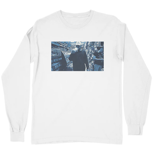 White Post Malone merch long sleeve featuring Too Young photo graphic print on front casual streetwear fan apparel