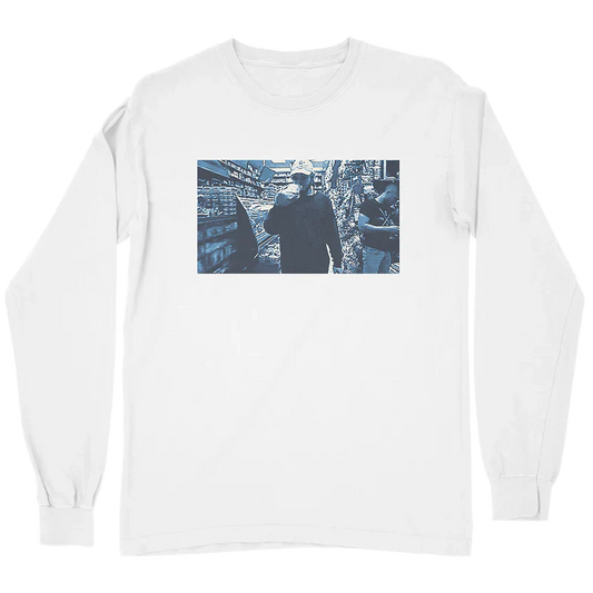 White Post Malone merch long sleeve featuring Too Young photo graphic print on front casual streetwear fan apparel
