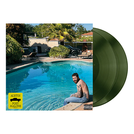 Green Post Malone merch 2LP Austin vinyl record with poolside album cover artwork on front collector music fan merchandise
