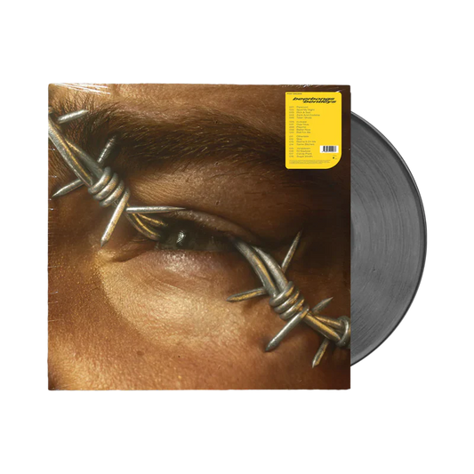 Black Post Malone merch vinyl Beerbongs and Bentleys with barbed wire eye cover artwork on front collector music merchandise