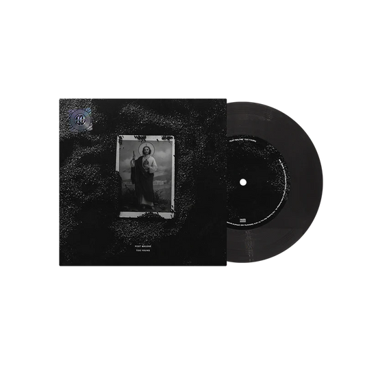 Black Post Malone merch 7 inch vinyl record Too Young limited edition with album cover artwork on front collector fan merchandise