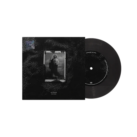 Black Post Malone merch 7 inch vinyl record Too Young limited edition with album cover artwork on front collector fan merchandise